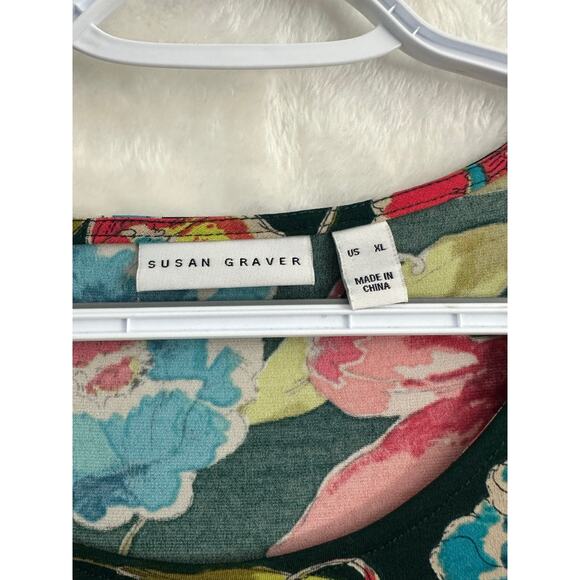 Susan Graver Floral Tunic Top XL Ruffle Sleeve Colorful - Picture 5 of 9